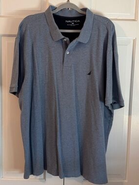 GUC Nautica Men’s Slate Blue Polo with Sail Logo and Navy Accent Super Soft